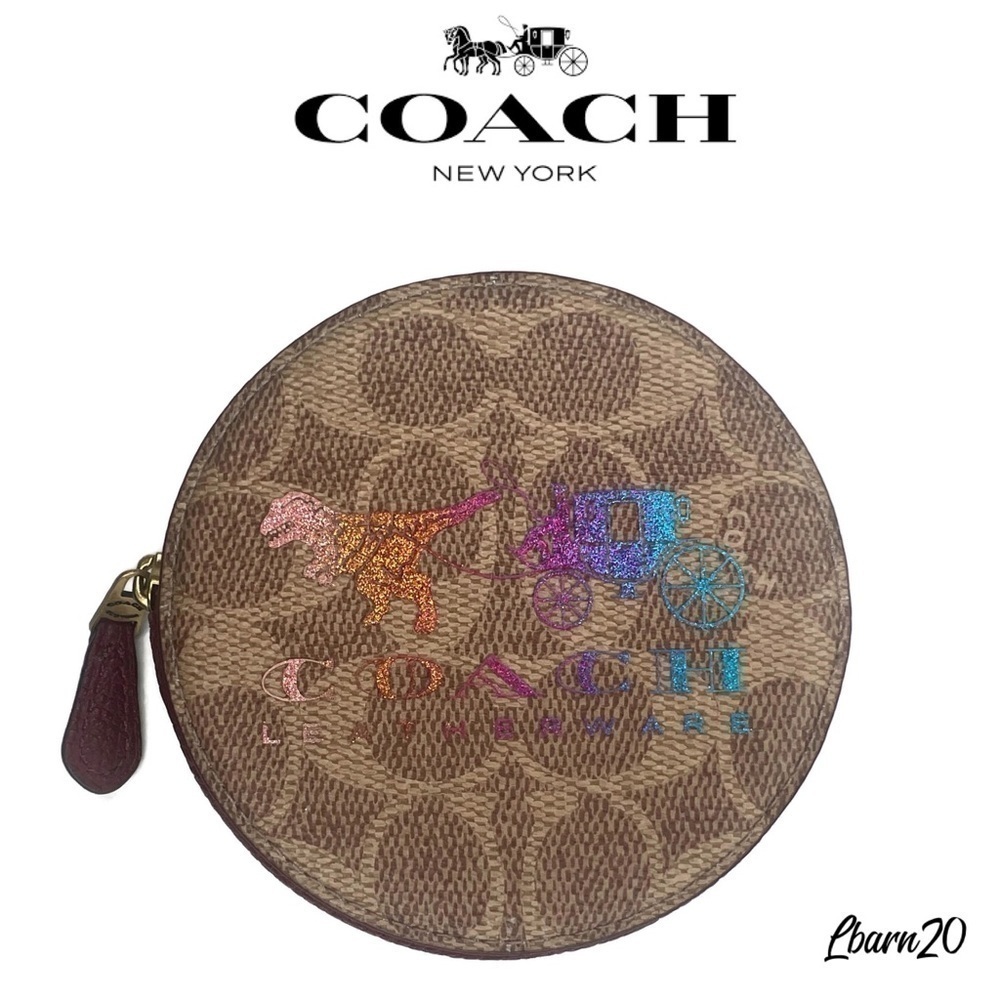 88767 Coach T-Rex Rexy Dinosaur Coin Bag in Rust Deep Red NWT Pride Rainbow